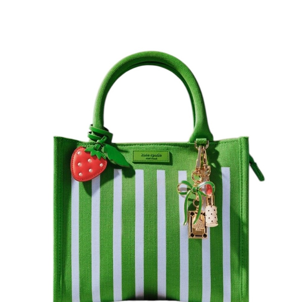 Kate Spade x Target Green Structured Tote with 4 Playful Charms & Card Case